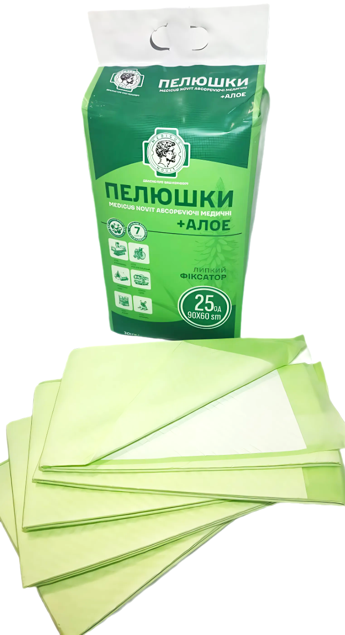 Пелюшки з алое вера MEDICUS NOVIT® 60×90 см, 25 шт.